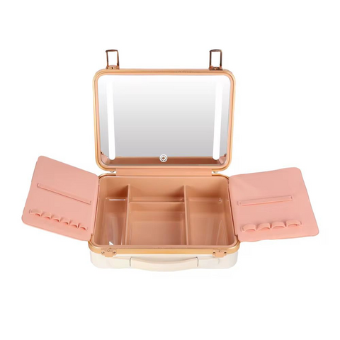 Travel Makeup Train Cases with Lighted Mirror 3 Color Setting