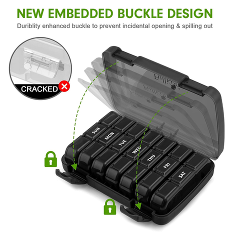 Fullicon Portable Travel Medicine Organizer 3 Time 7 Day