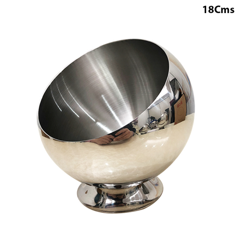 Eco-Friendly Polished Stainless Steel 201 Oblique Mouth Mixing Serving Bowls for Hotels & Restaurants (18 Cms)