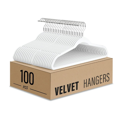 Willow 100-Pack Clothes Hangers 45cm Velvet Coat Hangers Non-Slip Space Saving Hangers Adult Hangers ... (Black)
