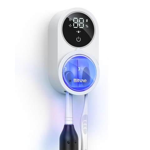 Bitvae Toothbrush Cleaner, Cleaning and Air Drying, LED Smart Screen, Rechargeable Wall Mount Toothbrush Holder