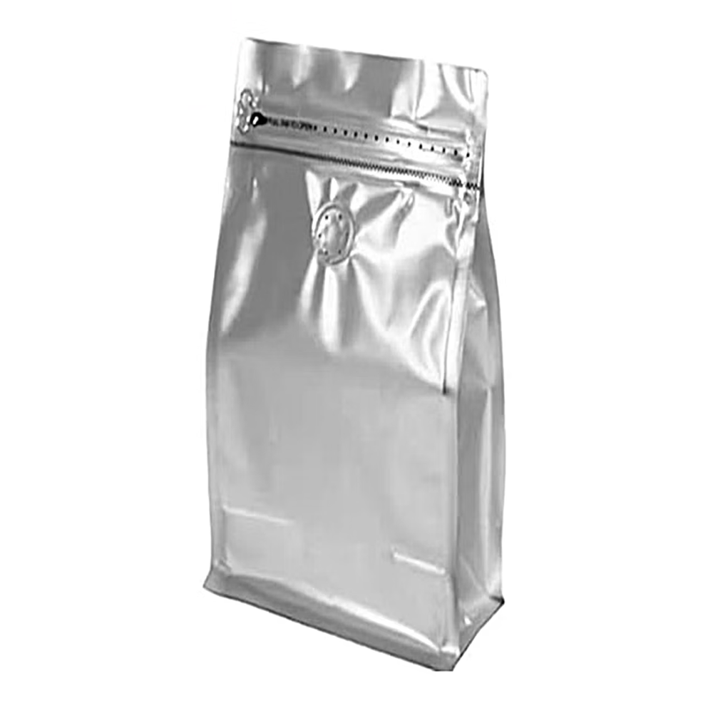 Gold Color Coffee Pouches with valve, Flat Bottom Pull Tab Zipper 1Kg (25 Pc Pack) - Willow