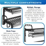 2 LAYER KITCHEN DISH RACK WITH UTENSIL & CUTTING BOARD HOLDER