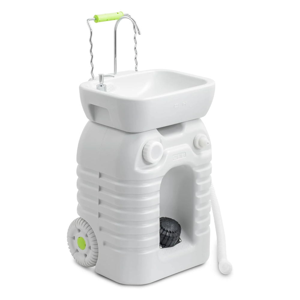 Portable Camping Sink, 45 L Handwashing Station with Adjustable Wash Basin, Soap Dispenser, Metal Handle