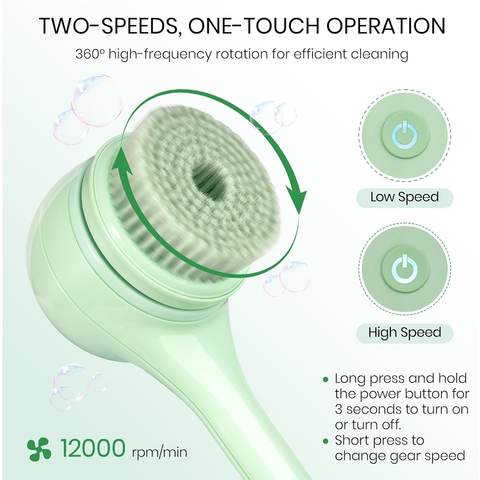 Electric Body Brush Back Scrubber for Shower, Auto Spinning Exfoliating Massage Bath Brush Rechargeable