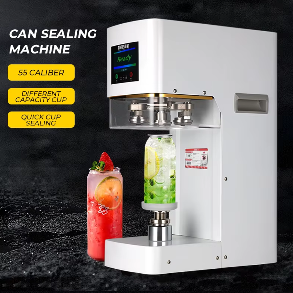 Soda Can Sealing Machine Automatic Tin Can Sealer with cup holder for Bubble Tea, Juice, Falooda,