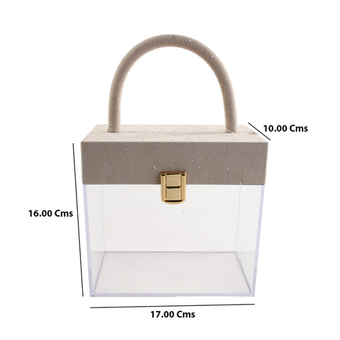 Large Clear Acrylic Gift Box  with Velvet Cover and Handle (17x10x16 Cms) - Willow