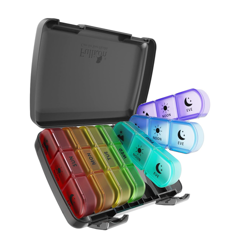 Fullicon Portable Travel Medicine Organizer 3 Time 7 Day