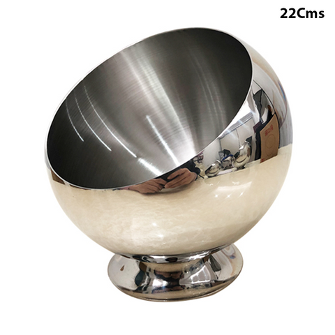 Eco-Friendly Polished Stainless Steel 201 Oblique Mouth Mixing Serving Bowls for Hotels &  Restaurants (22 Cms)