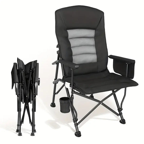 Olmecs Camping Chairs for Adults, Adjustable Backrest Heavy Duty Oversized Folding Chair Supports 350lbs for Outside with Cup Holder