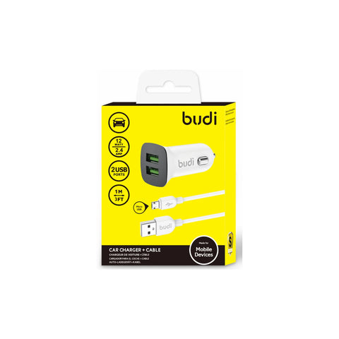 Budi Car Charger 2 ports 1M Cable CC631LB