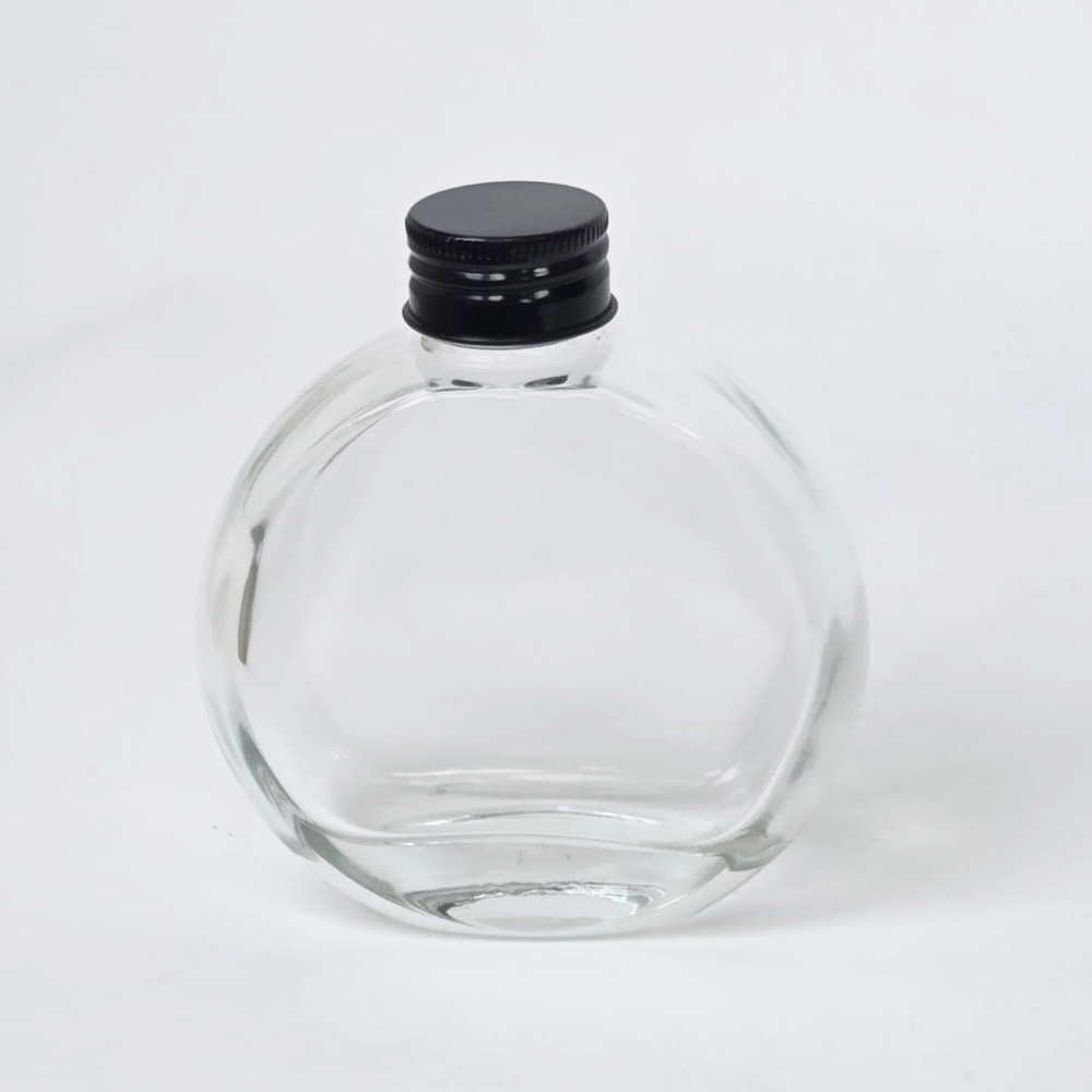 Willow Glass Juice Round Bottle: 150ml, Leak-Proof Lid Black, (80Pc Carton)