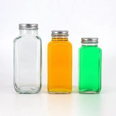 Willow 250ml 350ml 500ml Clear Empty Square Glass Beverage Bottle for Juice Coffee Milk with Lid