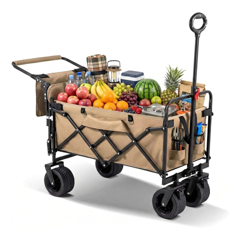 Collapsible Folding Camping Wagon with Locking System Tire