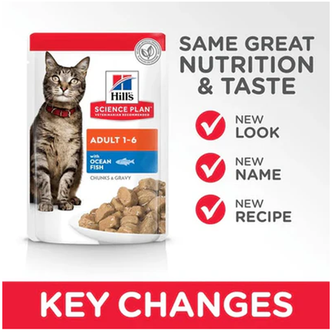 Hill's Science Plan Adult Wet Cat Food Ocean Fish Pouches (12x85g)