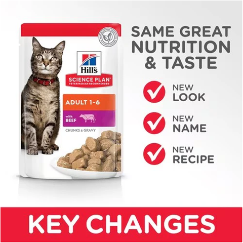 Hill's Science Plan Adult Wet Cat Food Beef Pouches (12x85g)