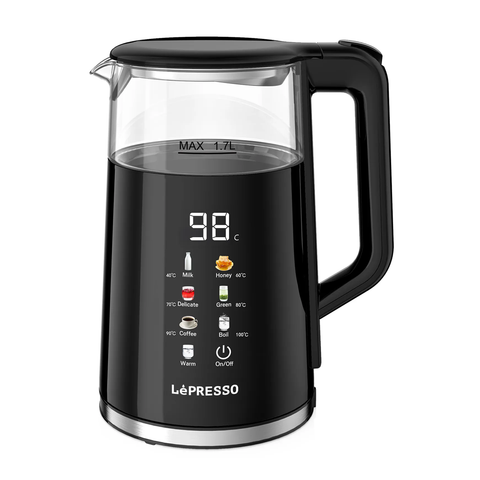 Lepresso 2200w 1.7l Electric Kettle With Auto Shut-Off & Digital Display - Black