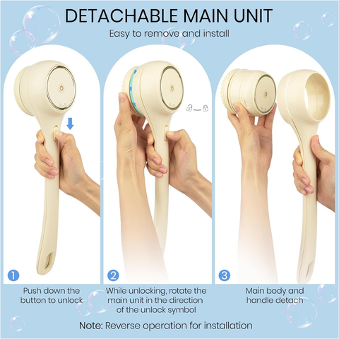 Electric Body Brush Back Scrubber for Shower, Auto Spinning Exfoliating Massage Bath Brush Rechargeable