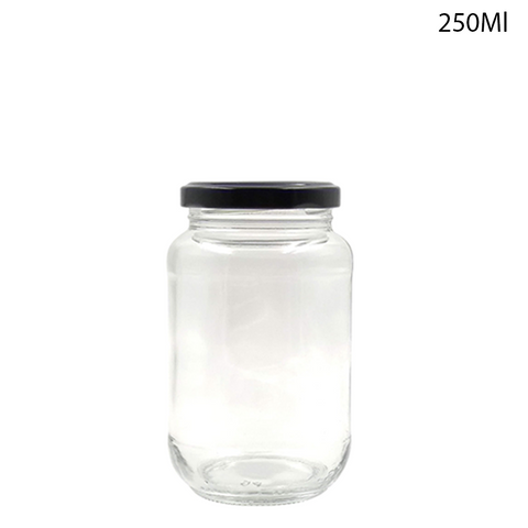 Glass Jar for Kitchen Storage with Air Tight Black Cap 550ml (24Pcs/Ctn)