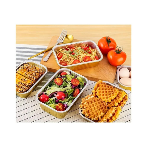 25Pc-Pack Aluminium Disposable Baking Pans with Plastic Lids (28x20x5.5 Cms) - Willow