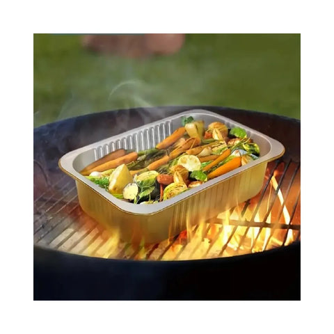 25Pc-Pack Aluminium Disposable Baking Pans with Plastic Lids (28x20x5.5 Cms) - Willow