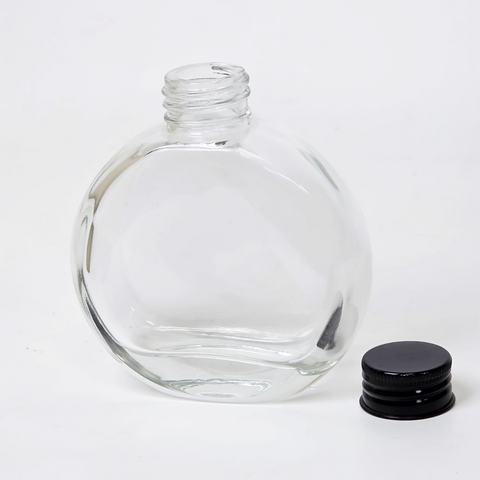 Willow Glass Juice Round Bottle: 150ml, Leak-Proof Lid Black, (80Pc Carton)