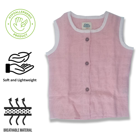 Cina Maree 2Pc Pack, 100% Organic Cotton Jhabla, Natural Herbal Dyes Pink & Yellow (0-3Months)
