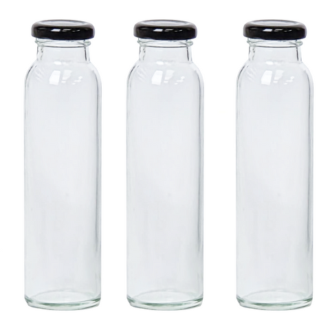 Willow 250 ml Empty Glass Pressed Juice Bottle with Screw Cap for Freshly Squeezed Juices (48Pc Pack)