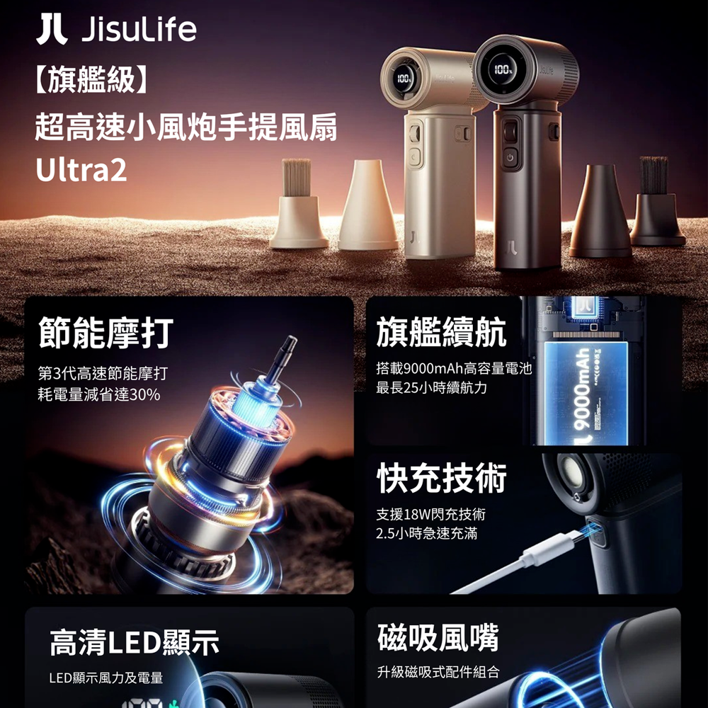 JISULIFE - JisuLife Handheld Fan Ultra2 3-in-1 Portable Fan ( 9000mAh )