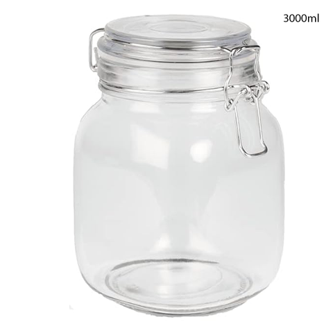 Willow Clip Top Glass Jars Perfect for Dry Food, Coffee Beans & Tea Bags 2000ML (12Pc/Ctn)