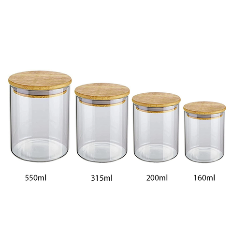 Willow Glass Cookies Jars with Airtight Bamboo Lid  200ml (90Pc/ Ctn)