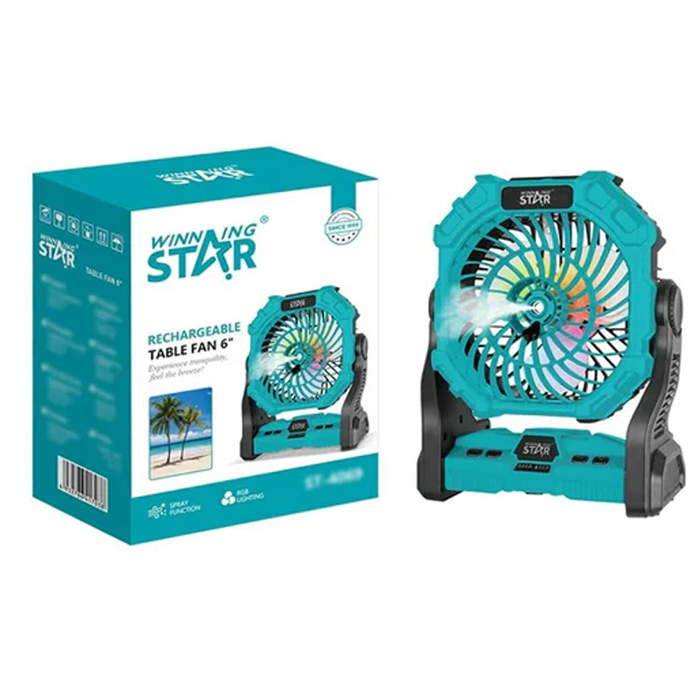 Misting Table Fan – Portable Cooling with Fine Mist for Tents, Desks, Camping & Outdoor Use