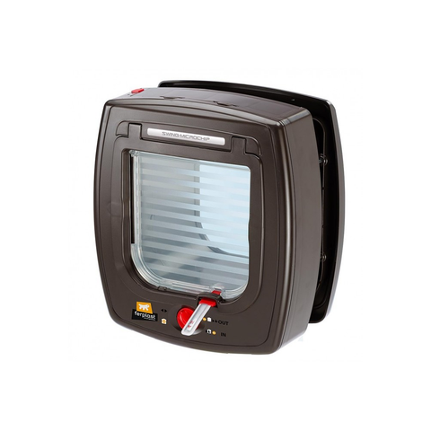 Ferplast Cat Flap Door Auto Swing Microchip Brown Colour Secure Identity Sensor Opening System