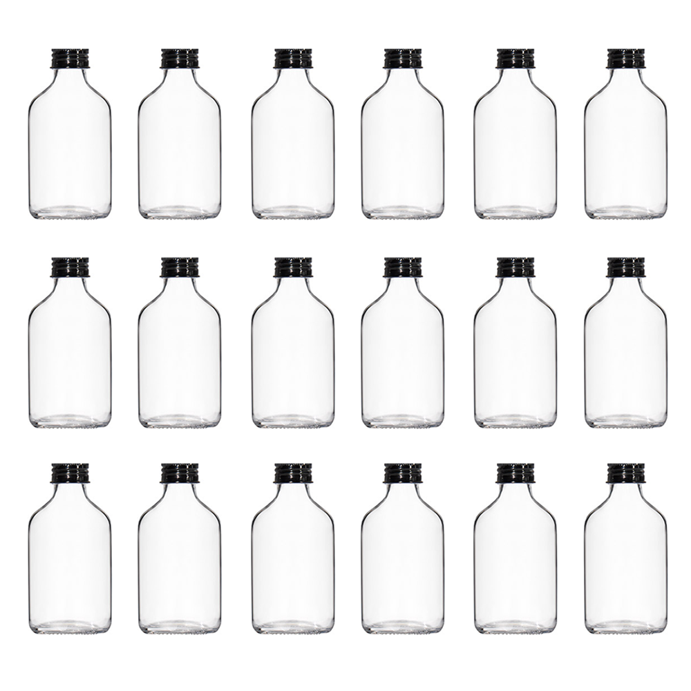 100ml Glass Flask Bottles with Black Tamper Evident Metal Caps 120 Pc Carton - Willow