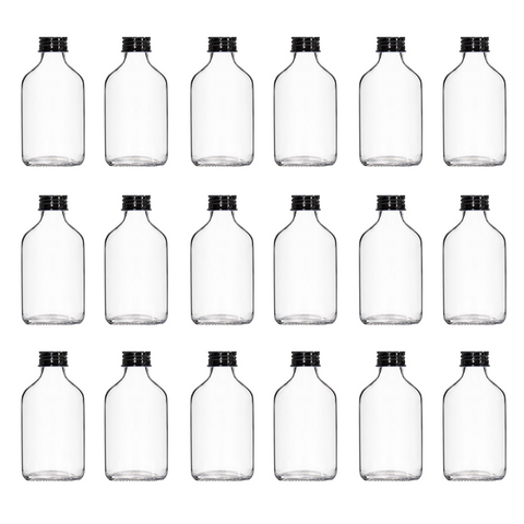 100ml Glass Flask Bottles with Black Tamper Evident Metal Caps 120 Pc Carton - Willow