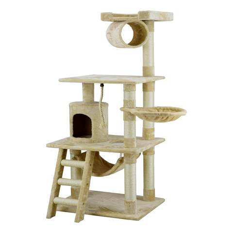 Go Pet Club 62-Inch Cat Tree, Beige, 38" W X 27" L X 62" H (F67)