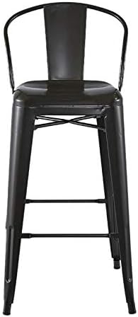 Olmecs Modern Light Weight Industrial Metal Barstools 4 Leg (Matt Black)