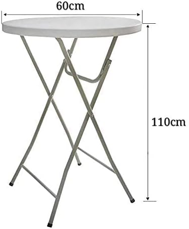 LANNY Cocktail Home Granite Round Plastic Bar Height Folding Table, Ø 60cm*H 110cm (White)