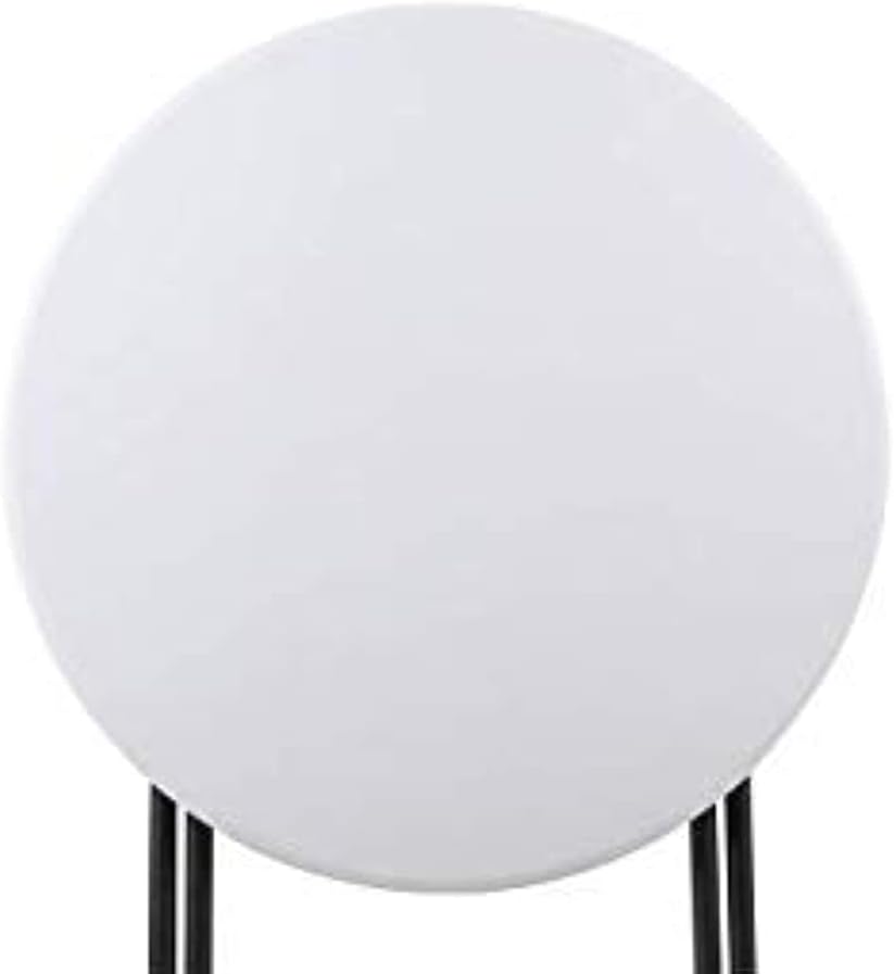 LANNY Cocktail Home Granite Round Plastic Bar Height Folding Table, Ø 60cm*H 110cm (White)