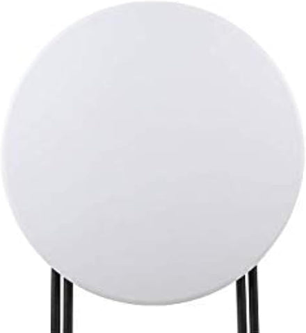 LANNY Cocktail Home Granite Round Plastic Bar Height Folding Table, Ø 60cm*H 110cm (White)