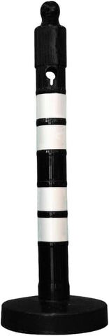 120 CM Delineator Post - Black | Plastic Outdoor Warning Post with Sand Filled Weighted Base