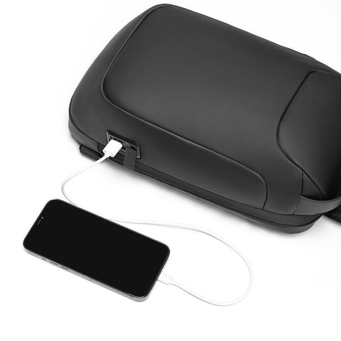 Men Chest Bag W/ Customs Anti-theft Lock /USB 3.0 Charging Port Small Crossbody Bag