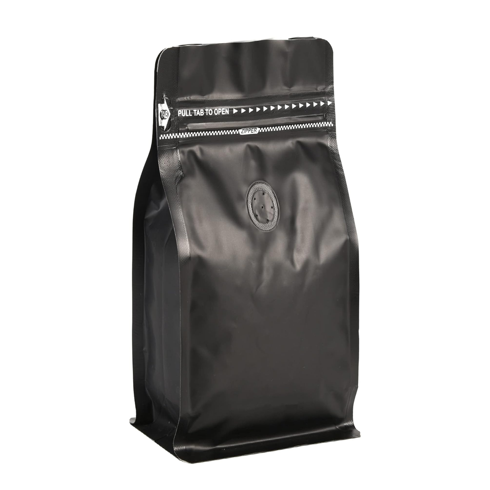 Stand Up Coffee Pouch / Flat Bottom Coffee Pouch with One Way Degassing Valve and Reusable Side Zipper (4oz, 120g, 50 Pc Pack)