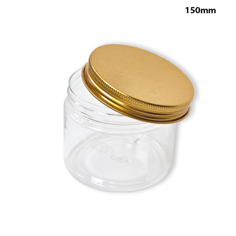 WILLOW Small Plastic Storage Jars with Lids, Clear Container Jars with Gold Screw Caps for Dry Food, Snacks (12Pc Pack)