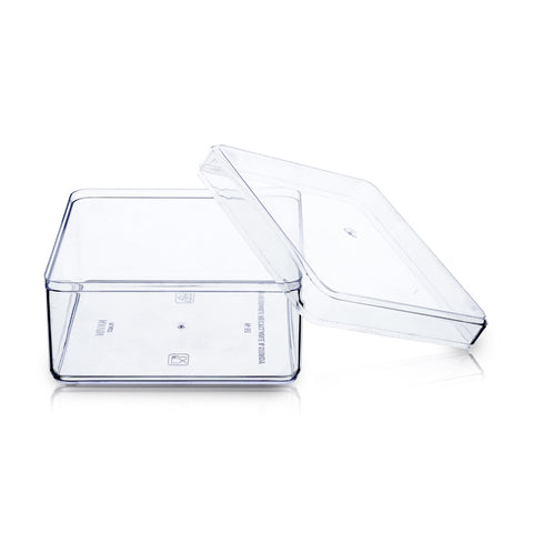 Square Plastic Container/Plastic Storage Boxes with Lids for Gifts, 50 Pc Pack (9x9x6 Cms)