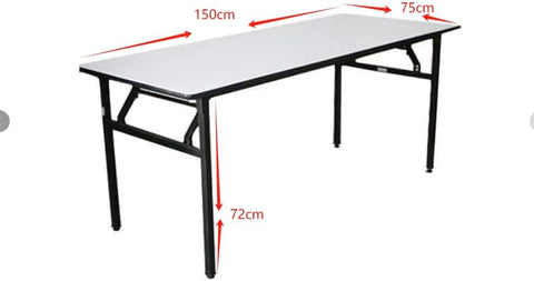 Olmecs White Portable MDF Wood Folding Table150 * 75cm for 4-6 person