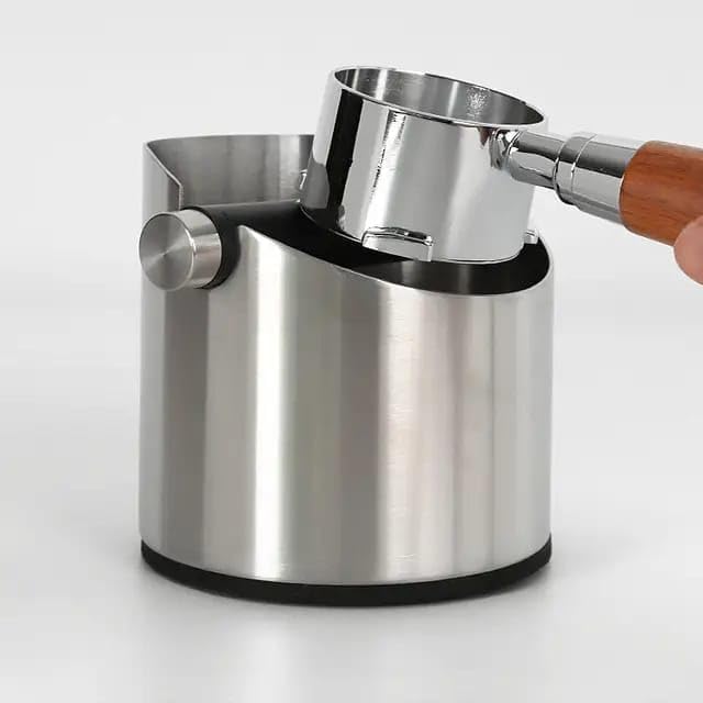 Liying Stainless Steel Espresso Knock Box (Round) Container Waste Bin Coffee Tools for Barista and Non-slip Base (Silver)