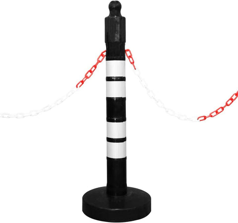 120 CM Delineator Post - Black | Plastic Outdoor Warning Post with Sand Filled Weighted Base