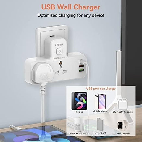 LDNIO SC2311 20W 3-Port USB Charger Extension Power Strip with 1 * 20W USB-C PD Power Delivery