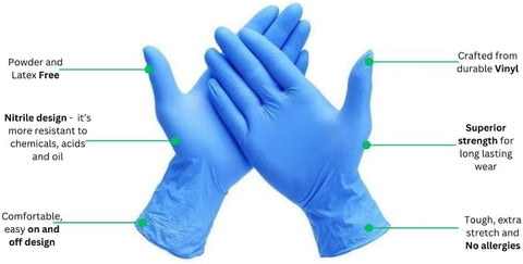 1000 BLUE Nitrile Exam Disposable Gloves, Powder Free  1X10PC Per Carton - RoyalPack